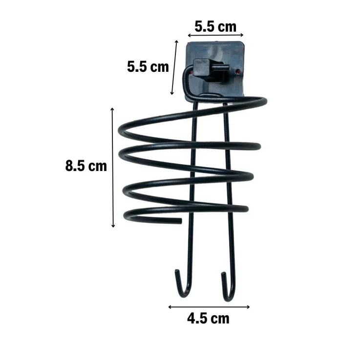 Kendiliğinden Yapışkanlı Siyah Paslanmaz Metal Fön Makinesi Askısı Saç Kurutma Makinesi Tutacağı (5124)