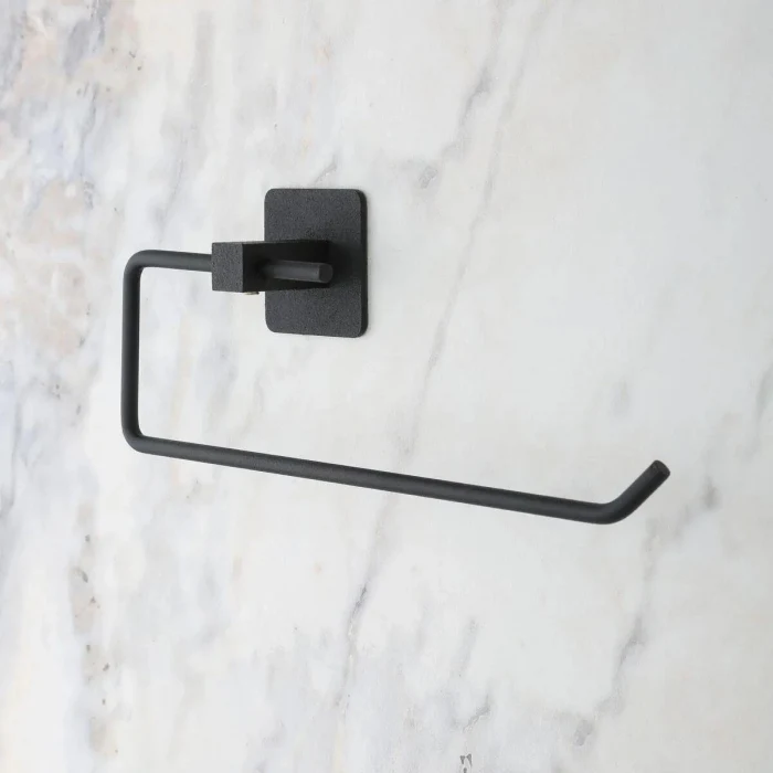 Kendiliğinden Yapışkanlı Siyah Paslanmaz Metal Rulo Havluluk Aparat (5124)