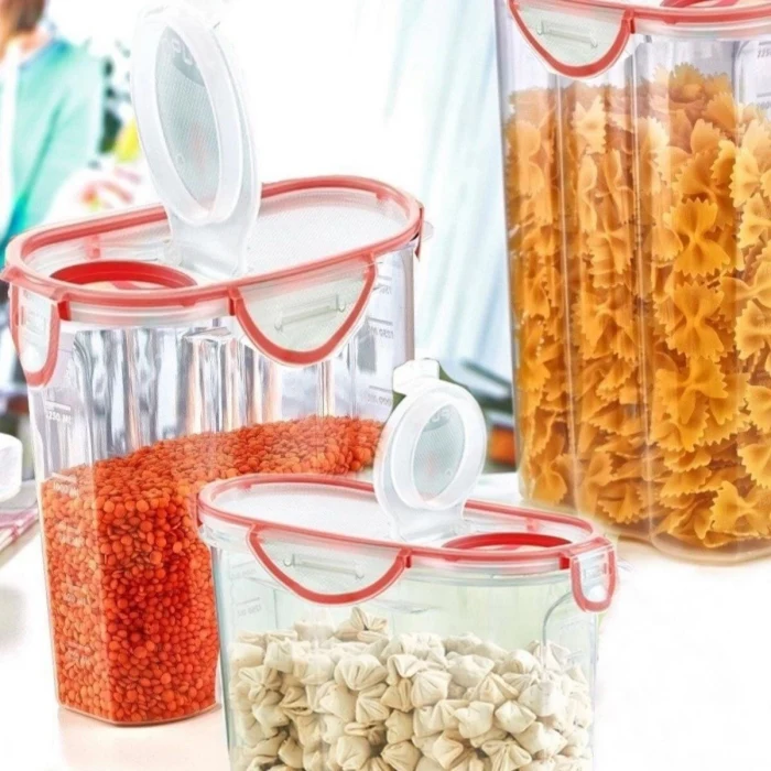 Kilitli Kapaklı Contalı Hava,Su Sıvı Geçirmez 2,4 Litre Erzak Saklama Kabı-SA590 (5124)