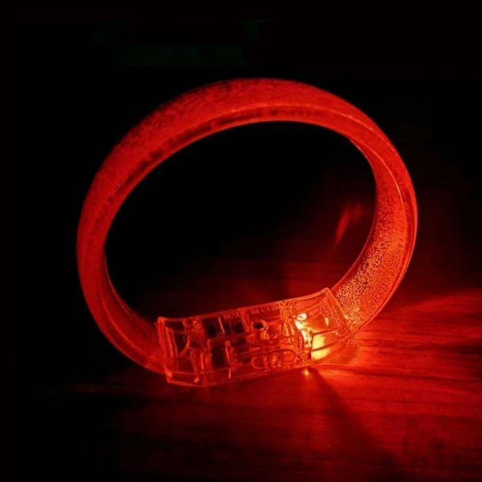 Kırmızı Led Işıklı Baskı Yapılabilen Pilli Bileklik Bilezik 1,5 cm Genişlik (5124)