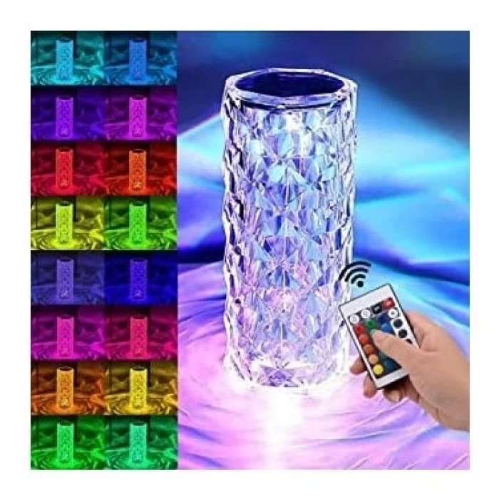 Kristal Elmas Masa Lambası 16 Renk USB Şarjlı Dokunmatik (5124)