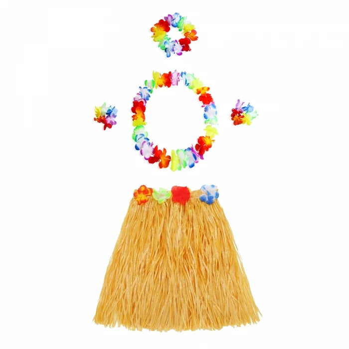 Luau Aloha Hawaii Kolye Etek Taç ve Bileklik Seti Turuncu (5124)