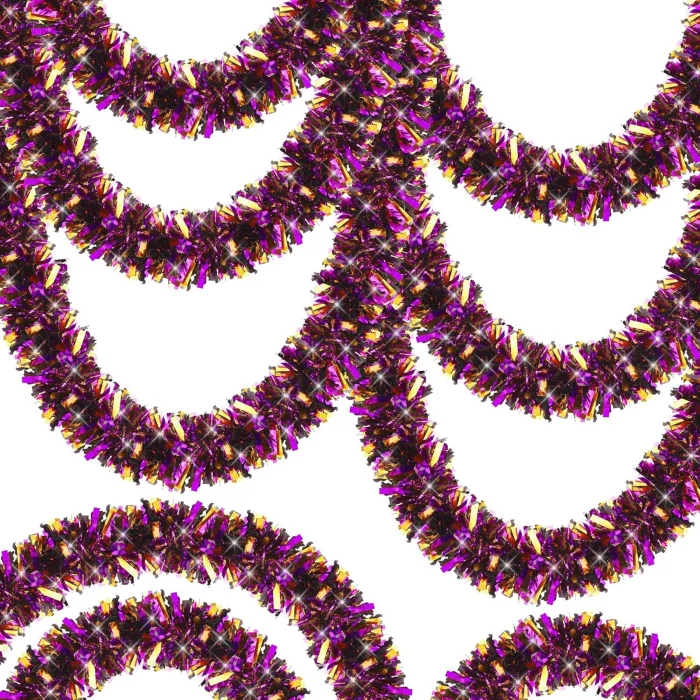 Mor Turuncu Renk 4 cm Genişlik Garland Çift Renk Sim Süs 180 cm (5124)