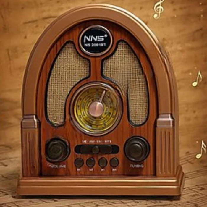 Orta Boy Kubbe Model Retro Ahşap Tasarım Bluetooth Hoparlörlü Radyo – FM/AM Destekli, Şarjlı ve Taşınabilir Radyo NS-7061 (5124)