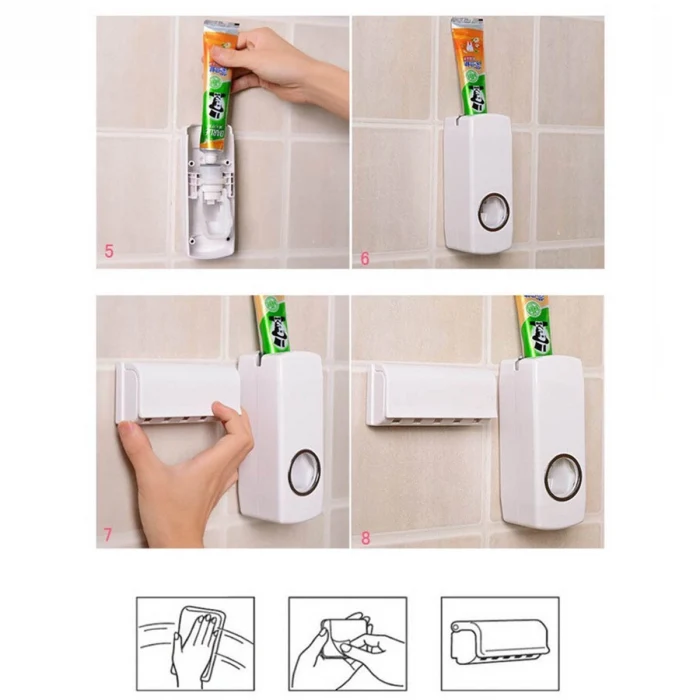 Otomatik Diş Macunu Sıkacağı ve 5 Adet Diş Fırası Tutacağı Diş Fırçalığı (5124)