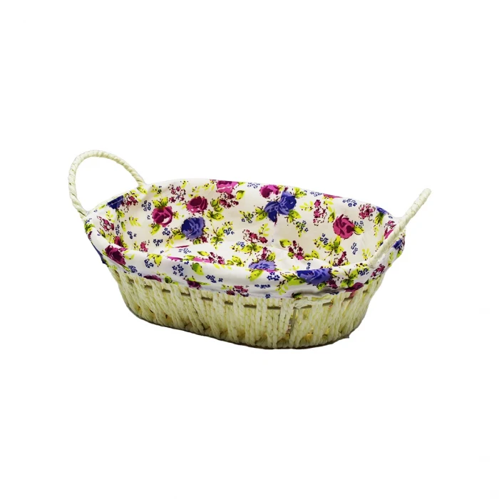 OVAL RENKLİ BEZLİ HASIR EKMEK SEPETİ (5124)