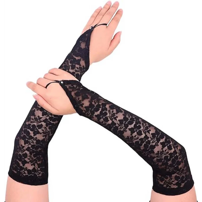 Parmak Askılı Zarif Gece Şıklığı Dantel Eldiven 40 cm (5124)