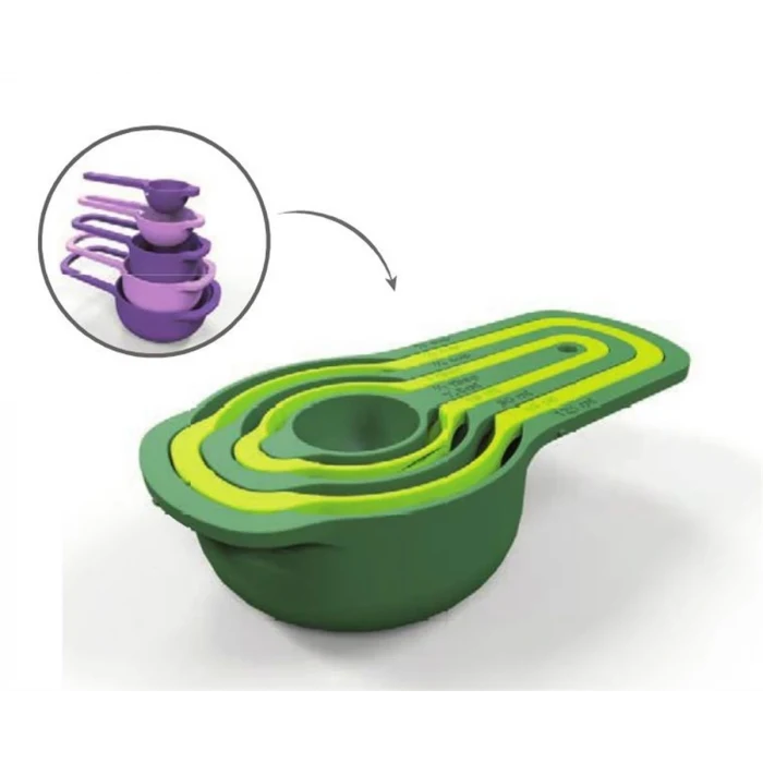 Pratik Ölçü Kaşığı Kabı 5&apos;li Şeker Baharat Sıvı Ölçer Aparat (5124)