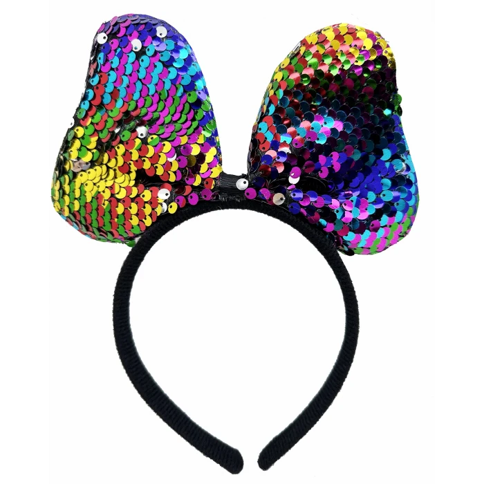 Renk Değiştiren Pullu Payetli Fiyonk Parti Tacı Rengarenk Gümüş Renk 20x16 cm (5124)