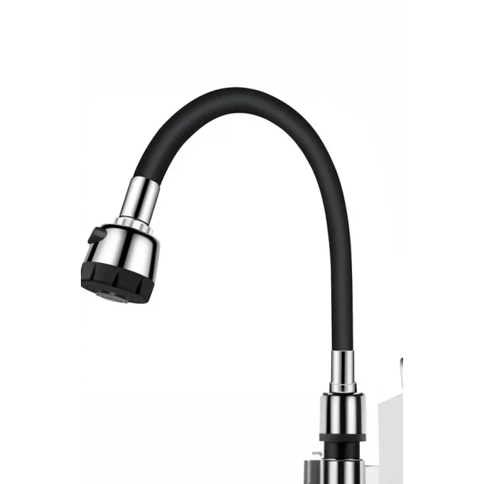 Renkli Silikonlu Oynar Başlıklı 2 Fonksiyonlu Spiral Musluk Başlığı - Siyah (5124)