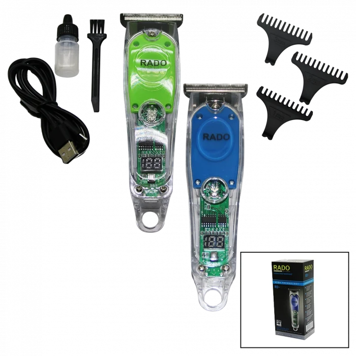 ŞEFFAF GÖVDE 2 KADEMELİ TURBO - LED GÖSTERGELİ USB ŞARJLI SAÇ SAKAL TRAŞ MAKİNESİ RD-3706 (5124)
