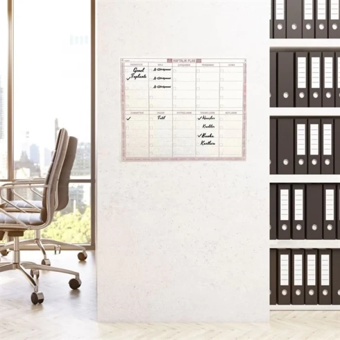 Şeffaf Kendiliğinden Yapışkanlı Kalemli Haftalık Planlayıcı 40cm-50cm (5124)