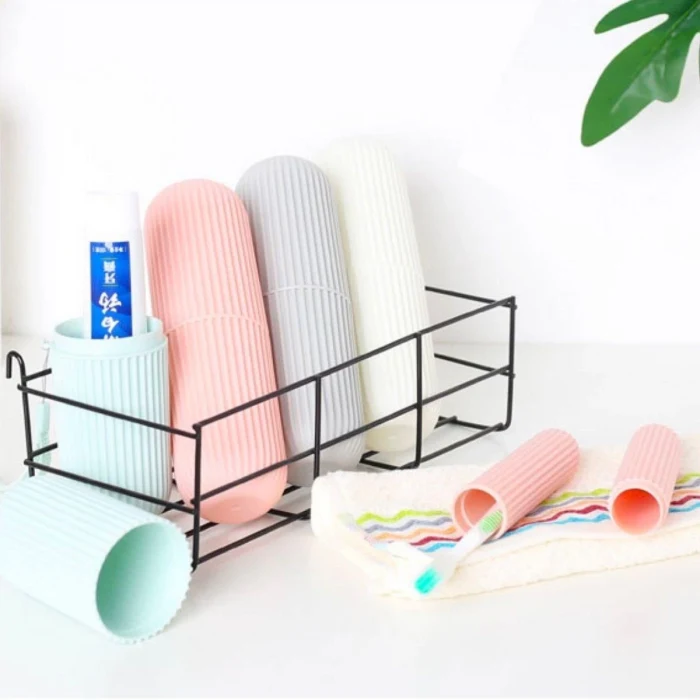 Seyahat Tipi Diş Fırçası Gözlük Makyaj Fırçası İçin Çok Amaçlı Silindir Saklama Kutusu İpli (5124)