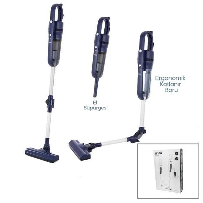 SİNBO SVC-8625 DİKEY ELEKTRİKLİ PRATİK SÜPÜRGE ERGOMİK KATLANABİLİR BORU - ESNEK HAREKET 600W MOTOR - 3 HEPA FİLTRE (5124)
