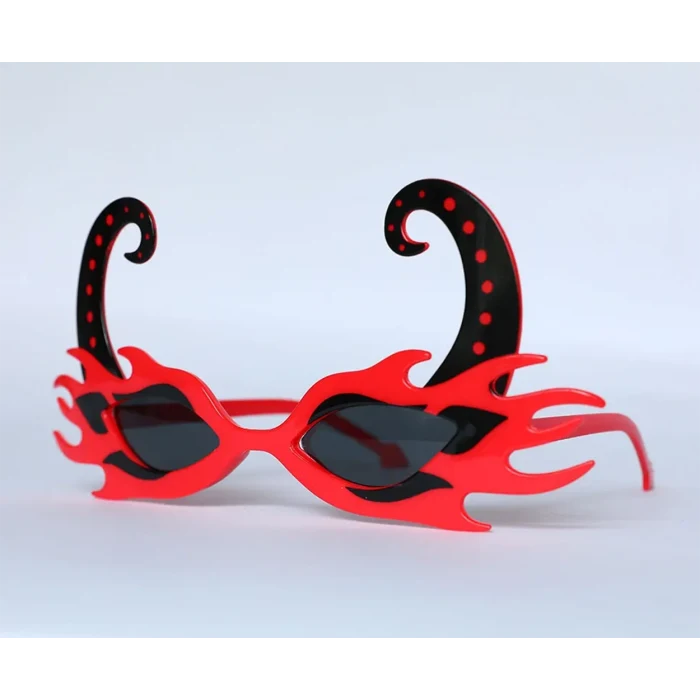 Siyah Boynuzlu Kırmızı Renk Alevli Parti Gözlüğü 21x10 cm (5124)