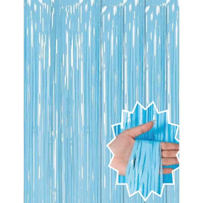 Soft Mavi Püsküllü Kapı Perdesi - Parti, Baby Shower, Sünnet Süsü, Cinsiyet Partisi 1x2 m (5124)