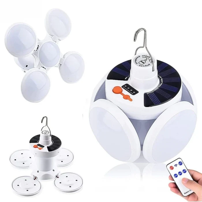 Solar Panelli Şarjlı 5&apos;li Katlanabilir Acil Durum Kamp Lambası (5124)