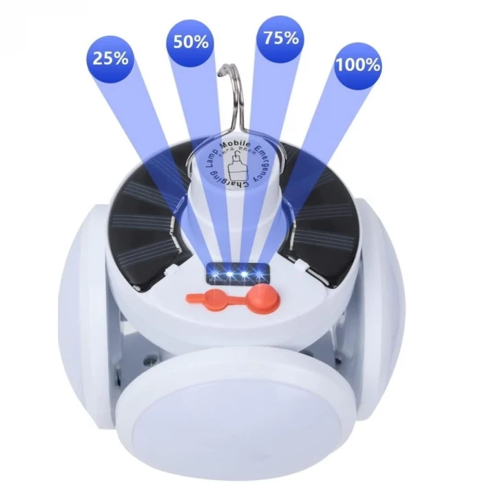 Solar Panelli Şarjlı 5&apos;li Katlanabilir Acil Durum Kamp Lambası (5124)