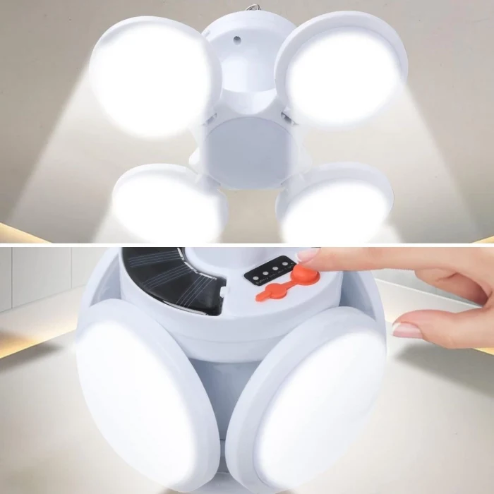 Solar Panelli Şarjlı 5&apos;li Katlanabilir Acil Durum Kamp Lambası (5124)