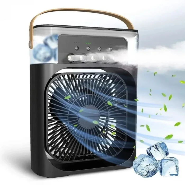 Taşınabilir 3 Farklı Mod Ayarlı 7 Farklı Led Işıklı Sulu Soğutmalı Taşınabilir Masaüstü USB Fan Vantilatör (5124)