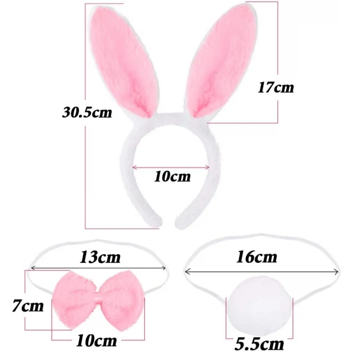 Tavşan Kostüm Seti Taç Papyon Kuyruk Pembe Renk (5124)