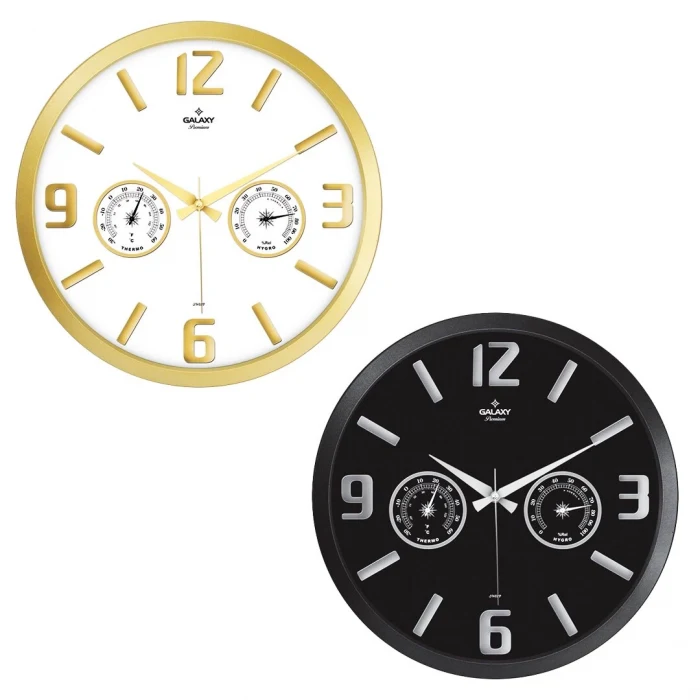 TERMOMETRELİ ISI - NEM ÖLÇER KABARTMA RAKAMLI DUVAR SAATİ (5124)