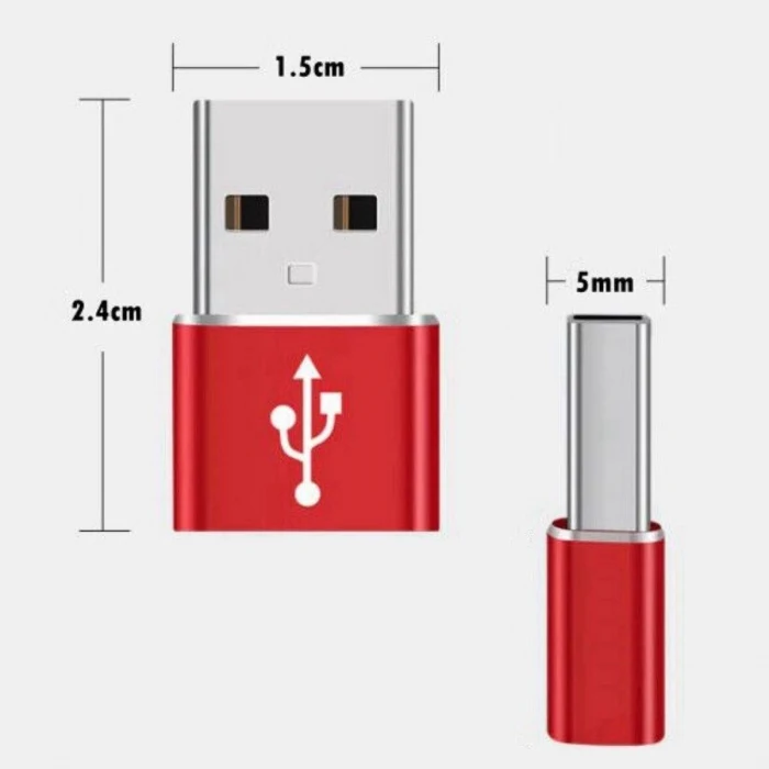 USB'den TYPE-C 'ye Dönüştürücü Adaptör Veri Aktarımı Sağlayıcı Şarj Data Çevirici (5124)