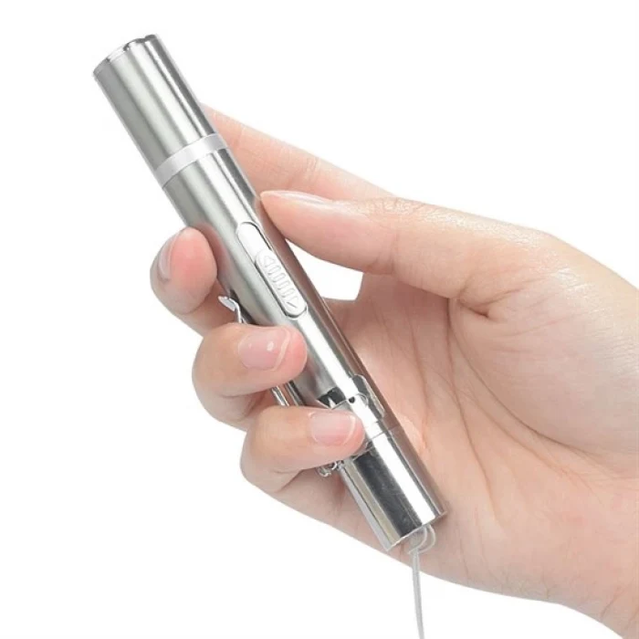 Usb İle Şarj Edilebilen 3In 1 Kırmızı Işık +Beyaz Led Meşale Işık + Uv El Feneri Kedi Lazeri (5124)