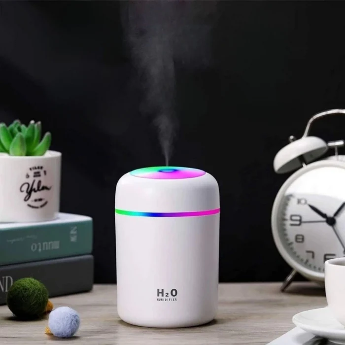 Usb Rengarenk Işıklı 300 ml Ulrasonik Hava Nemlendirici Buhar Makinesi Ve Hava Aroma Difüzörü (5124)