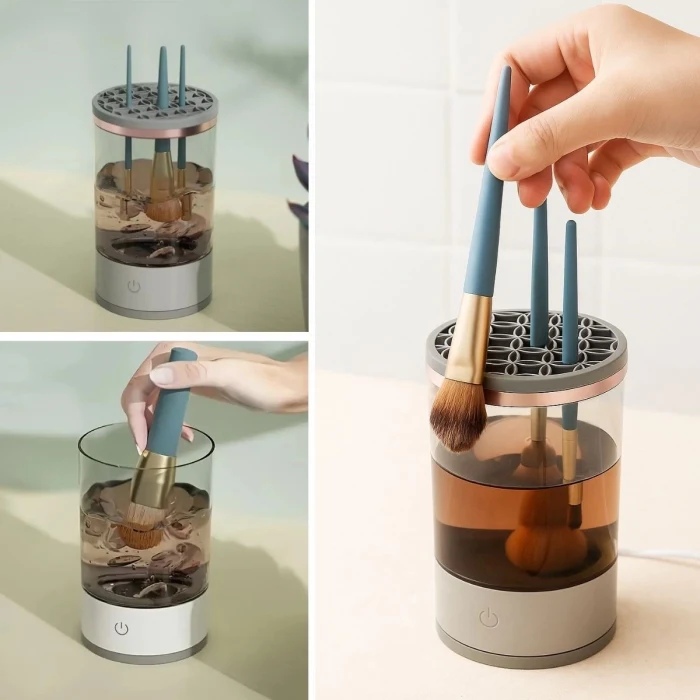 USB Şarjlı Makyaj Fırçası Temizleyici Aparat Hızlı Kurutmalı, Çok Yönlü Fırça Temizleyici (5124)
