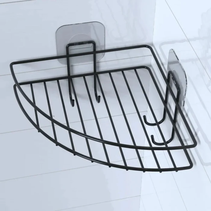 Yapışkanlı Banyo Köşeliği Kancalı Köşe Rafı Duş Şampuanlık Duvar Düzenleyici Organizer Raf (5124)