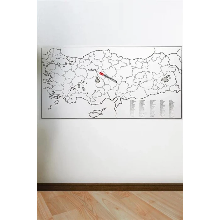Yazılabilir Türkiye Haritası Manyetik Duvar Stickerı 110 x 56 cm (5124)