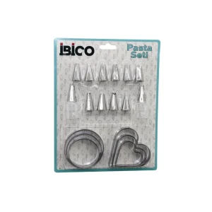 20PCS PASTA SÜSLEME UÇ SETİ= 12-METAL KURABİYE KALIP METAL=3-KALP - 3-YUVARLAK 2-UÇ TUTUCU PLS.ADAPTÖR (5124)