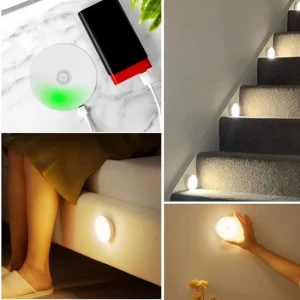 Sensörlü Mıknatıslı Yapışkanlı - Çekmece - Dolap Köşe Aydınlatıcı Kablosuz Şarjlı Led Spot Mutfak Lamba (5124)