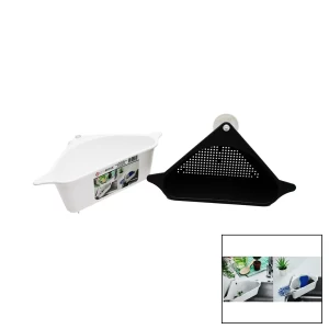 SÜZGEÇLİ LAVABO DÜZENLEYİCİ PLASTİK KÖŞE RAFI VANTUZLU (5124)