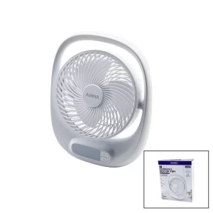 USB 7 İNÇ- 20CM MASA ÜSTÜ FAN VANTİLATÖR IŞIKLI 5W 180 DERECE 3 KADEME HIZ - 3 PERVANE STAND=24.8X30.5X8CM AUFN-01 (5124)