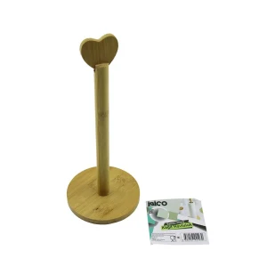 YUVARLAK ALTLIK - ÇAP=12CM  AHŞAP BAMBU KAĞIT HAVLULUK KALP BAŞLI SAP=28.5CM (5124)