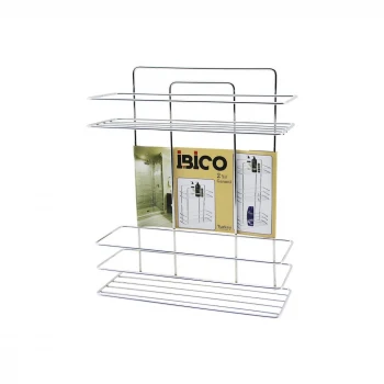 2 KATLI - DİKDÖRTGEN   KROM   METAL  BANYO KÖŞELİK - DUŞKABİN RAF - ŞAMPUANLIK (5124)