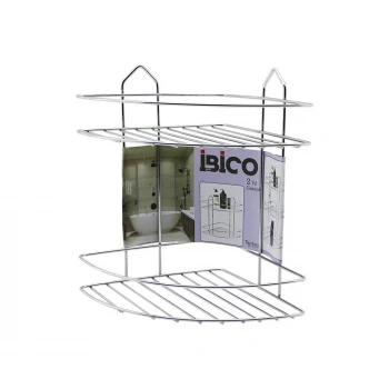 2 KATLI - ÜÇGEN   KROM   METAL  BANYO KÖŞELİK - DUŞKABİN RAF (5124)