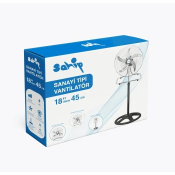 3İN1 KULLANIM 18 İNÇ 45 CM SANAYİ TİPİ AYAKLI VANTİLATÖR 5-METAL PERVANE 3-KADEME HIZ 75WY:150CM FAN (5124)