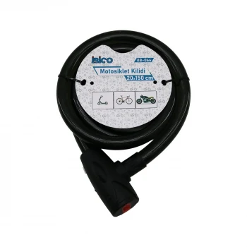 ANAHTARLI AÇ-KAPA KİLİT KAPAKLI MOTOR - BİSİKLET KİLİT ÇELİK TEL SİYAH ŞEFFAF KILIF 20MMX150CM (5124)