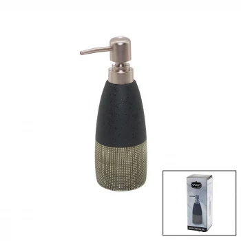 ANTRASİT GRİ - KREM MAT DESEN SERAMİK SIVI SABUNLUK (5124)