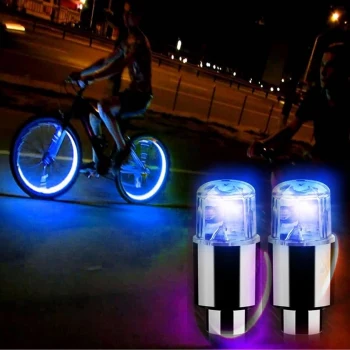 Araç ve Bisiklet İçin 2’li Mavi LED Hava Valfi Işık Kapakları–Gece Parlayan Lastik Lambası Sibop Kapağı (5124)