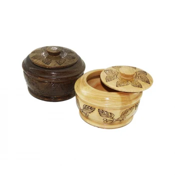 AYAKSIZ   DESENLİ - CNC İŞLEMELİ  AHŞAP ŞEKERLİK KAPAKLI  FİLELİ AMBALAJ (5124)