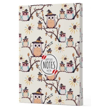 Baykuş 7 - Yan Boyamalı Çizgili Defter