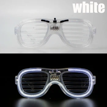 Beyaz Led Işıklı Parti Gözlüğü - Neon Glow Şerit Gözlük 3 Modlu (5124)