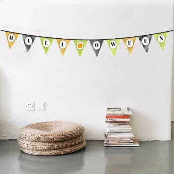 Cadılar Bayramı Kabak Temalı Halloween Yazılı Banner Süs Flama 3 Metre (5124)