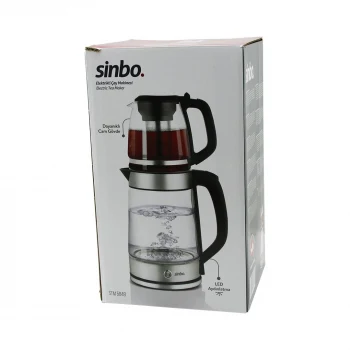 CAM ELEKTRİKLİ ÇAY SETİ ÇAYCI 2LT+1.2LT 1500W MAVİ LEDLİ 360 DERECE ÇELİK SÜZGEÇ KROM KAPLAMA (5124)