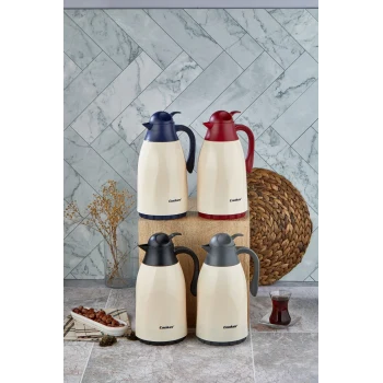 CKR-2075 1.3LT RENKLİ CAM HAZNELİ RETRO PLASTİK TERMOS (5124)