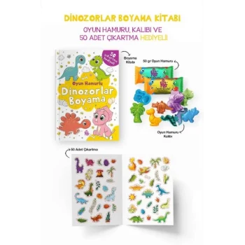 Dinozorlar Boyama Kitabı - Oyun Hamurlu - 3 Yaş +